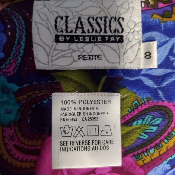 Vintage 80s Classics by Leslie Fay Working Girl Floral & Paisley Dress, 8p - Picture 6 of 7